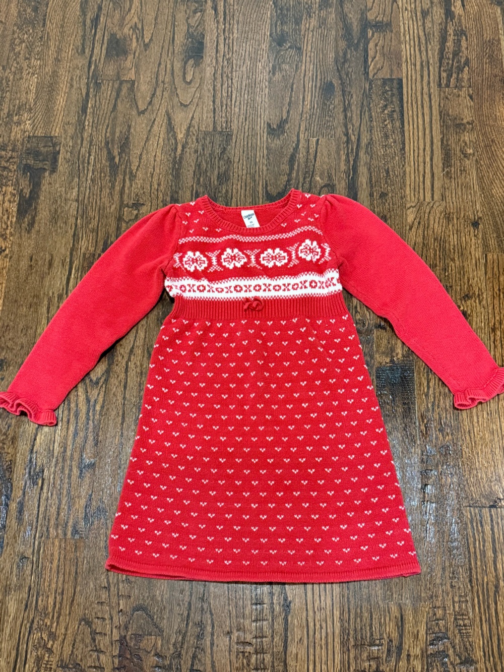 OshKosh B'gosh Red Fair Isle Knit Sweater Dress